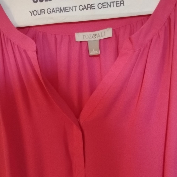 Hot Pink V-Neck Flutter Sleeve Blouse - Picture 6 of 6